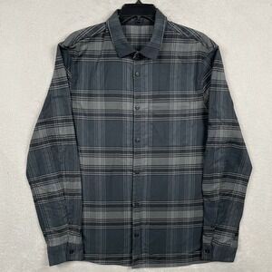 Lululemon Masons Peak Flannel Shirt Mens XL Black Plaid Quick Dry Pocket READ